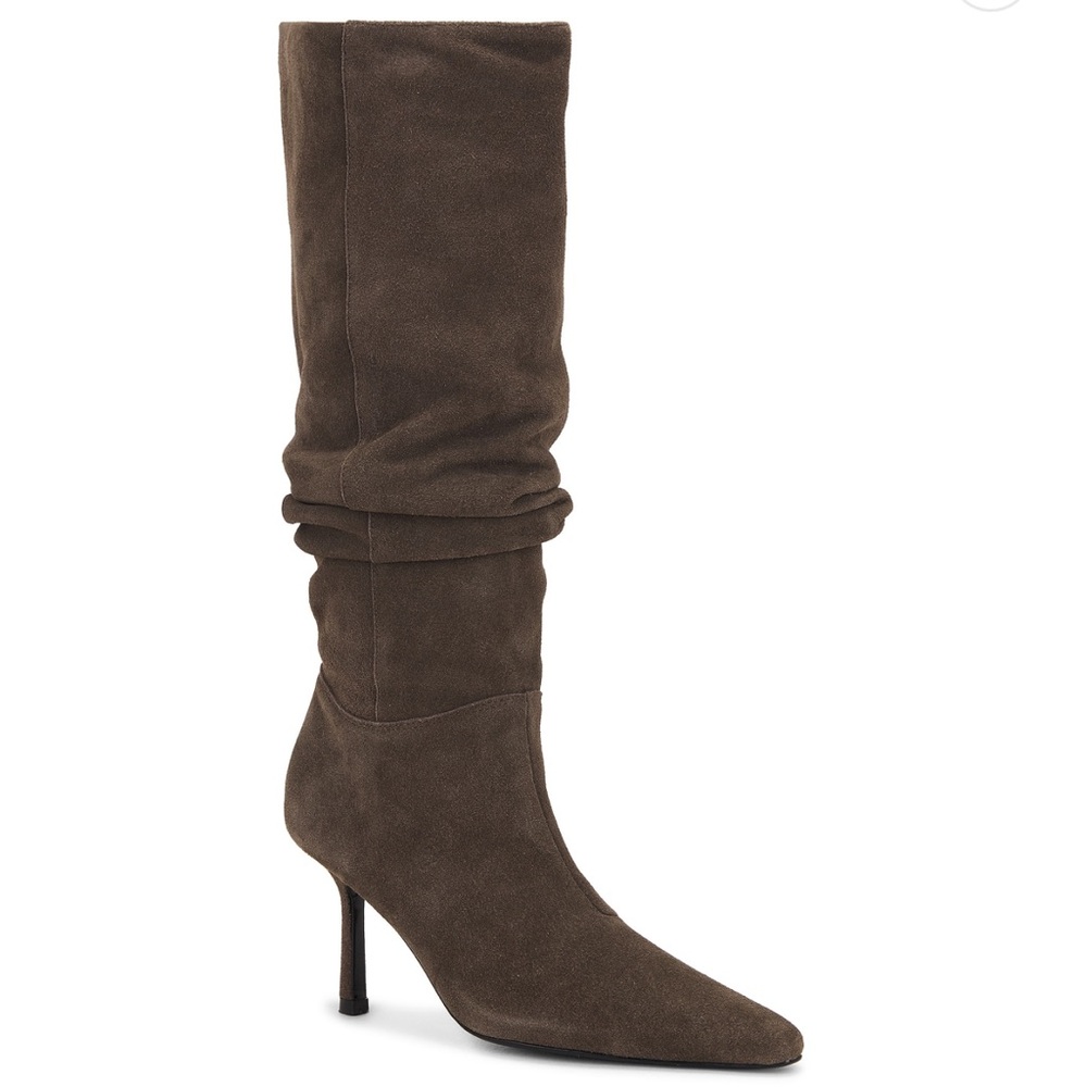 NWT RAYE Dani Boot Heeled Boots in Rich Chocolate Brown Suede Revolve Size 7